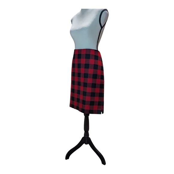 Ralph Lauren Red and Black Checkered Pencil Skirt - Picture 2 of 7